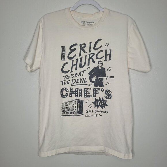 Eric Church to beat the devil chief's cream short sleeve shirt size medium - Picture 1 of 5